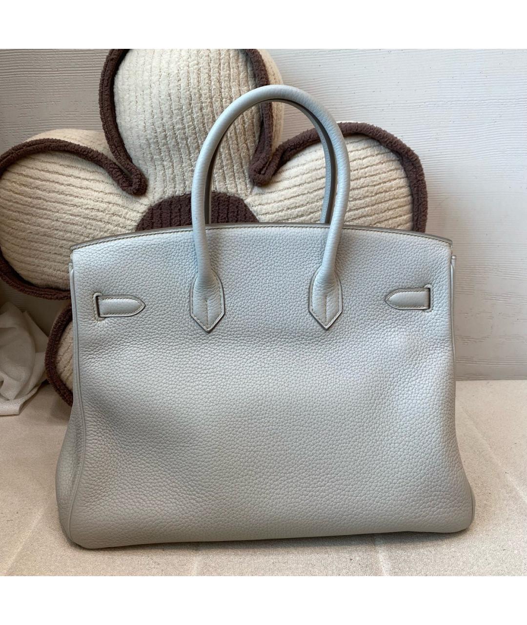 HERMES Серая кожаная сумка с короткими ручками, фото 2