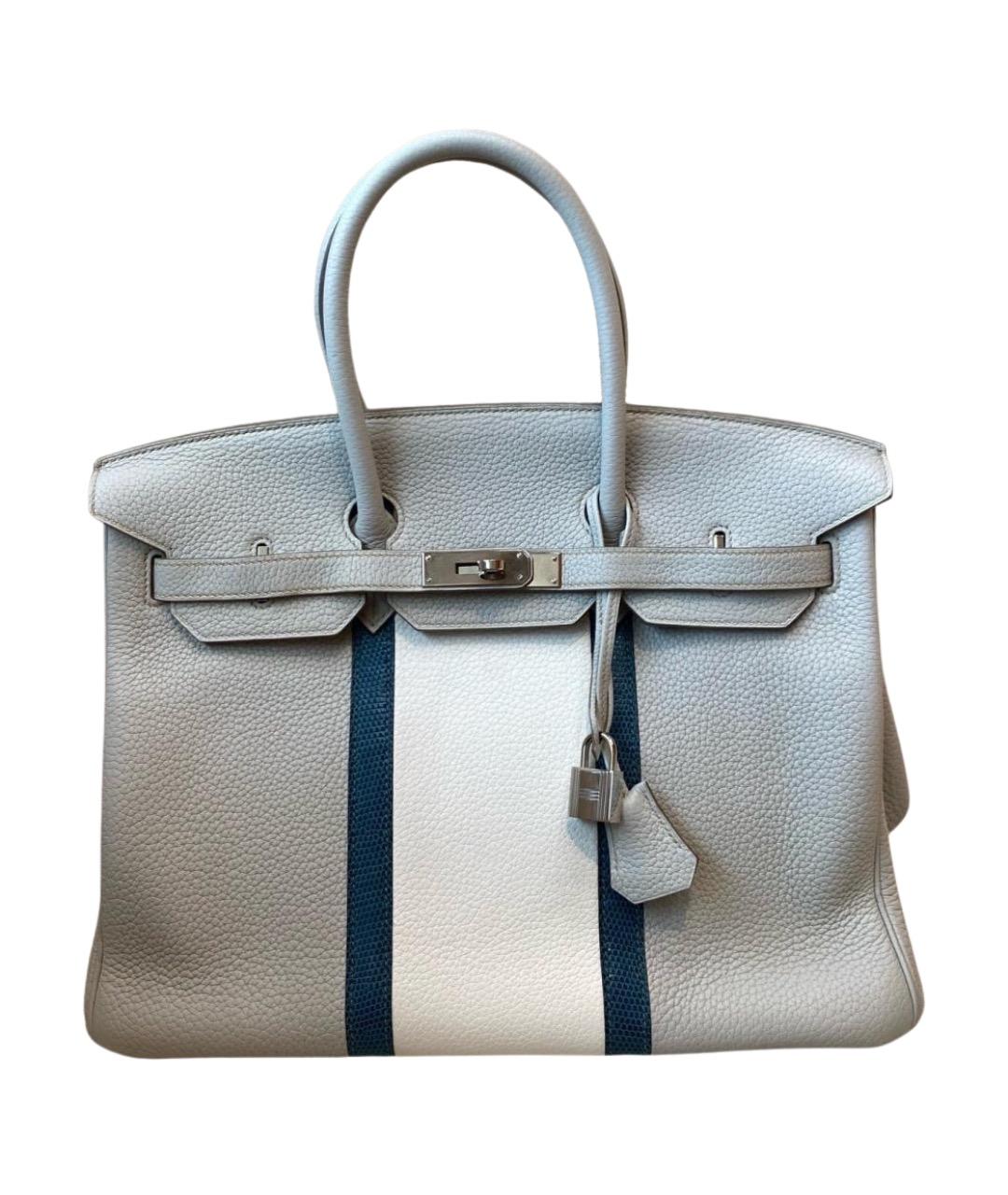 HERMES Серая кожаная сумка с короткими ручками, фото 1