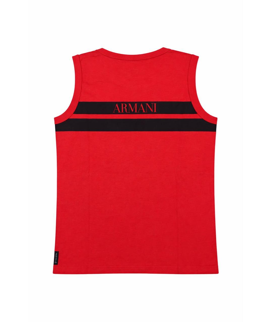 ARMANI JUNIOR Красная хлопковая детская футболка, фото 2