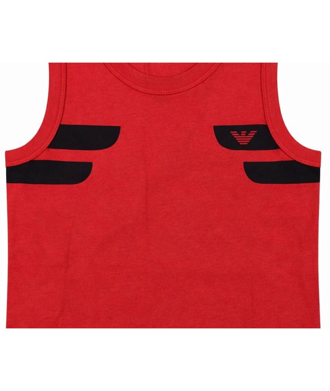 ARMANI JUNIOR Красная хлопковая детская футболка, фото 4