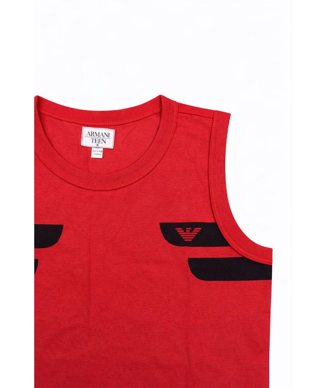 ARMANI JUNIOR Красная хлопковая детская футболка, фото 3