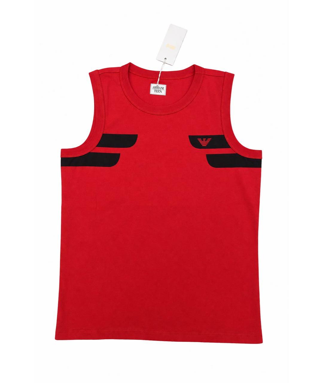 ARMANI JUNIOR Красная хлопковая детская футболка, фото 6