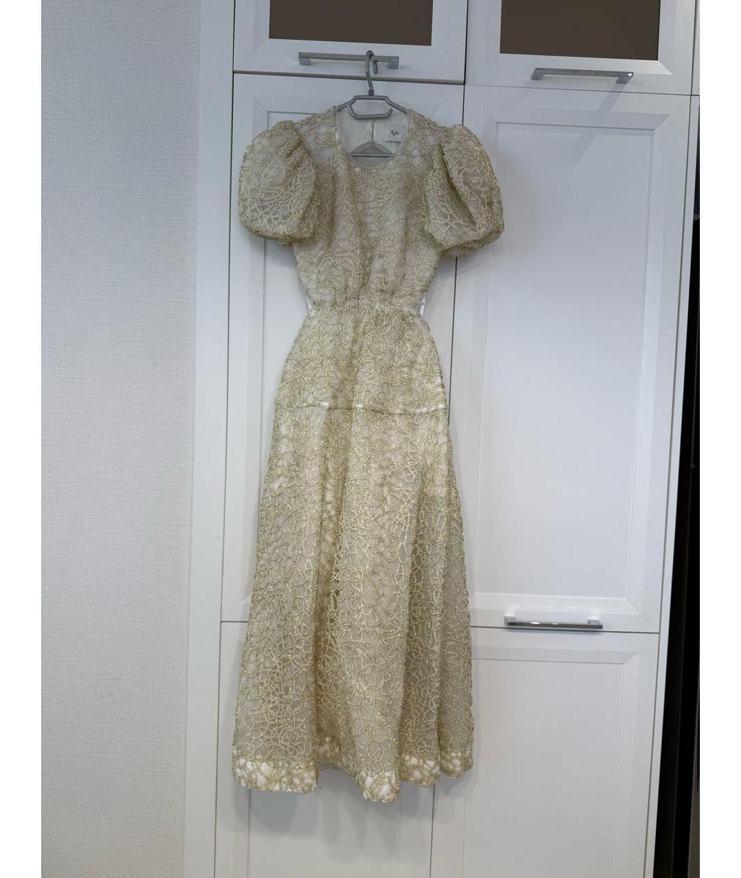 AJE Золотое полиэстеровое вечернее платье, фото 7