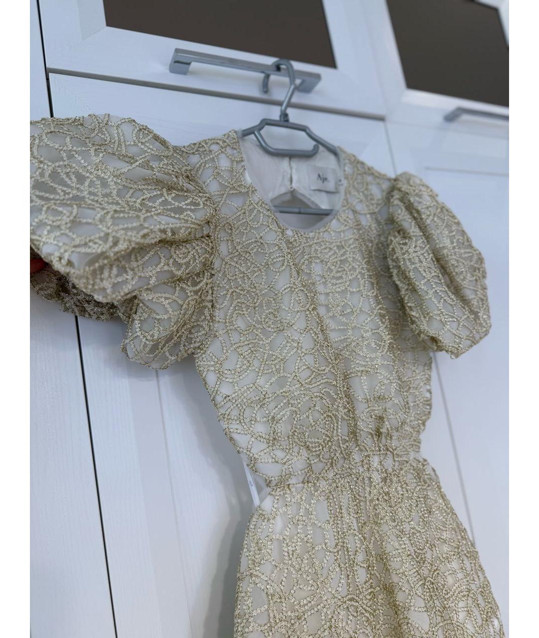AJE Золотое полиэстеровое вечернее платье, фото 4