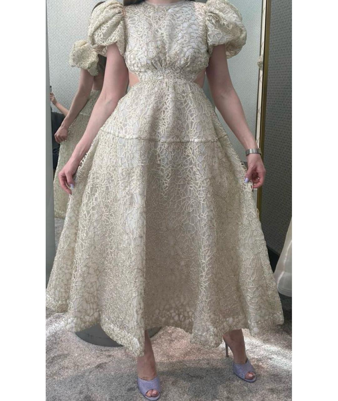 AJE Золотое полиэстеровое вечернее платье, фото 6