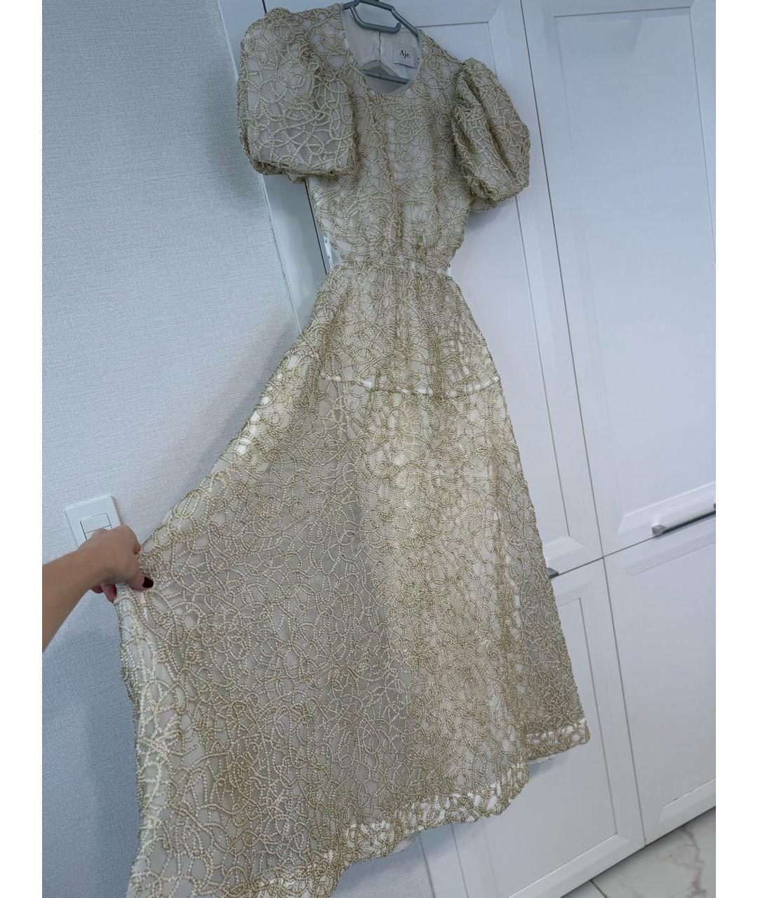 AJE Золотое полиэстеровое вечернее платье, фото 3