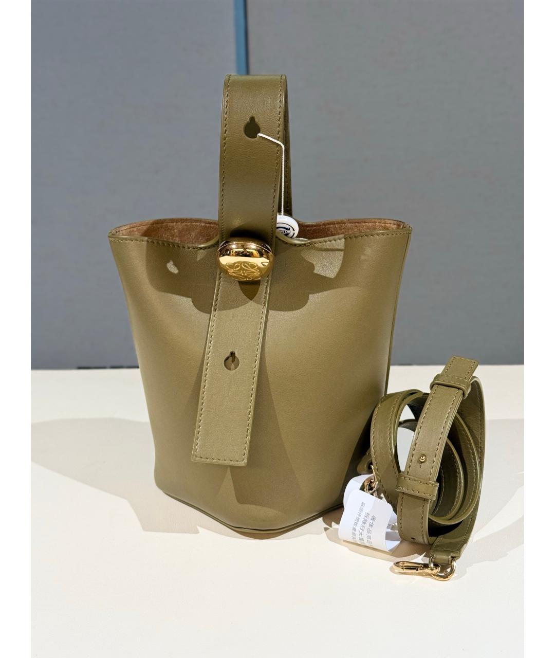 LOEWE Хаки кожаная сумка тоут, фото 8