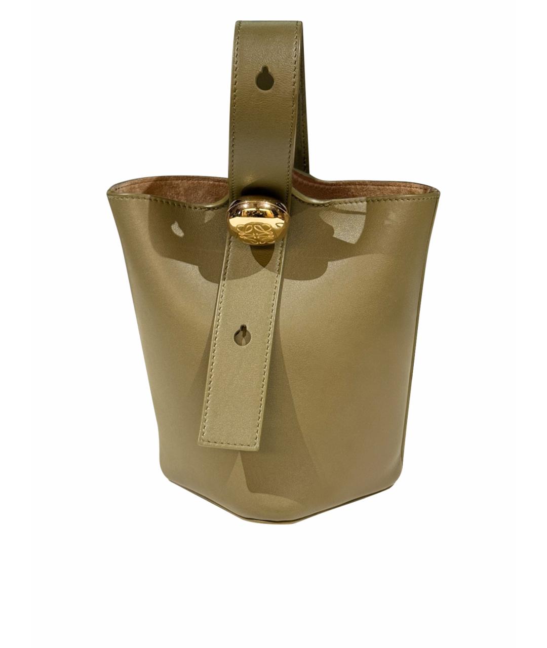 LOEWE Хаки кожаная сумка тоут, фото 1