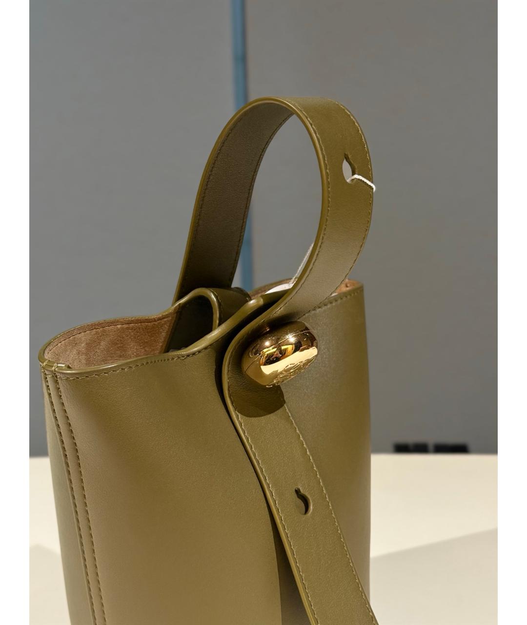 LOEWE Хаки кожаная сумка тоут, фото 4