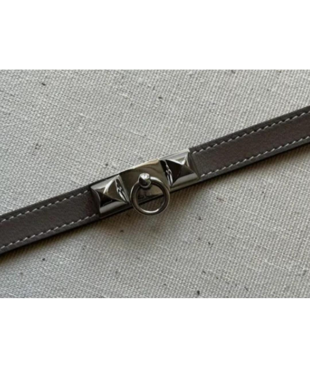 HERMES Бежевый кожаный браслет, фото 4