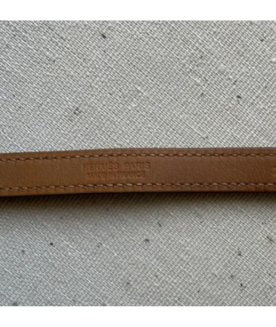 HERMES Бежевый кожаный браслет, фото 6