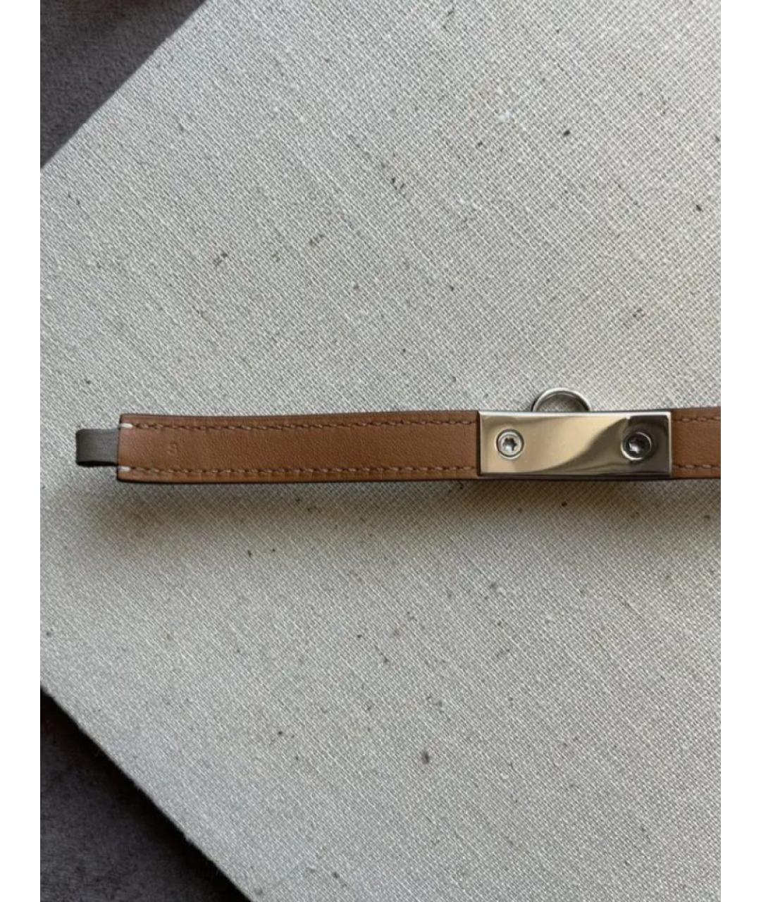 HERMES Бежевый кожаный браслет, фото 7