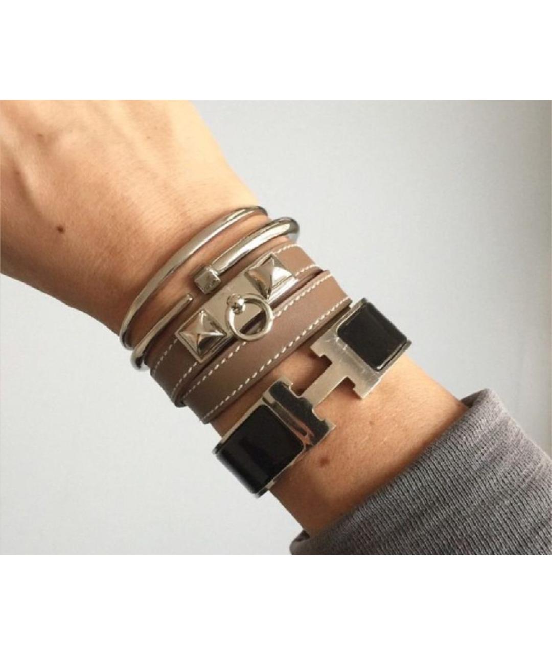 HERMES Бежевый кожаный браслет, фото 3