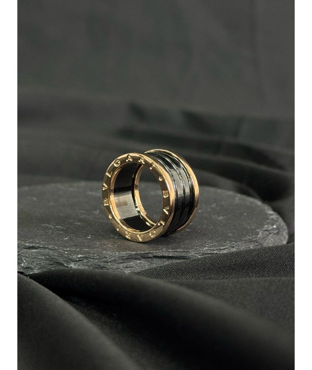 BVLGARI Черное кольцо из розового золота, фото 2