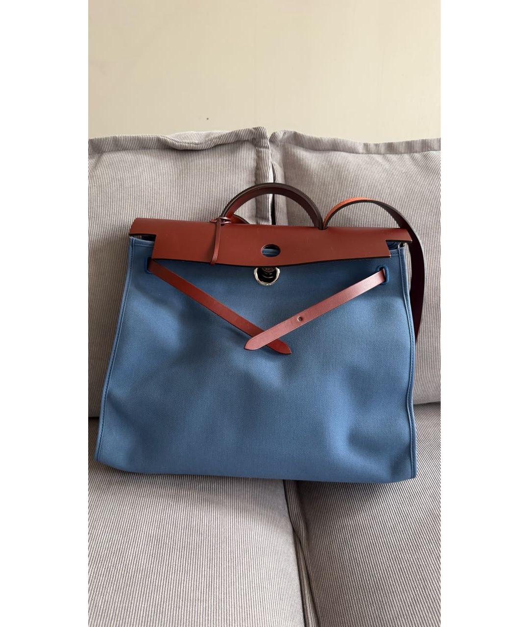 HERMES Синяя тканевая сумка через плечо, фото 9