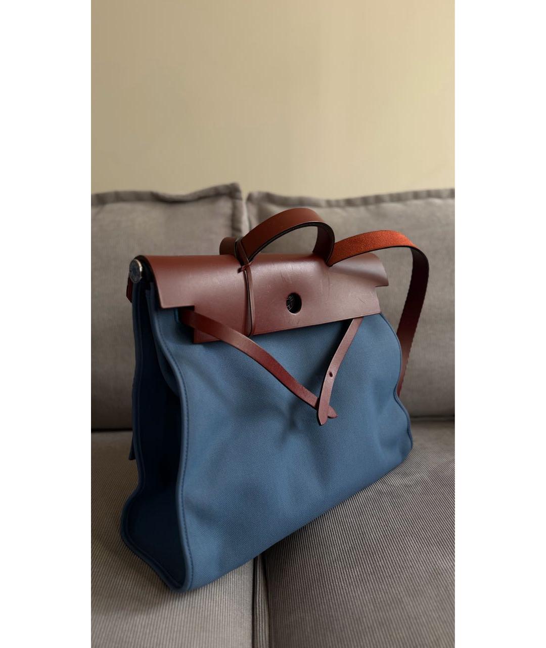 HERMES Синяя тканевая сумка через плечо, фото 2