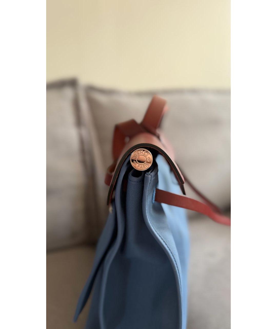 HERMES Синяя тканевая сумка через плечо, фото 5