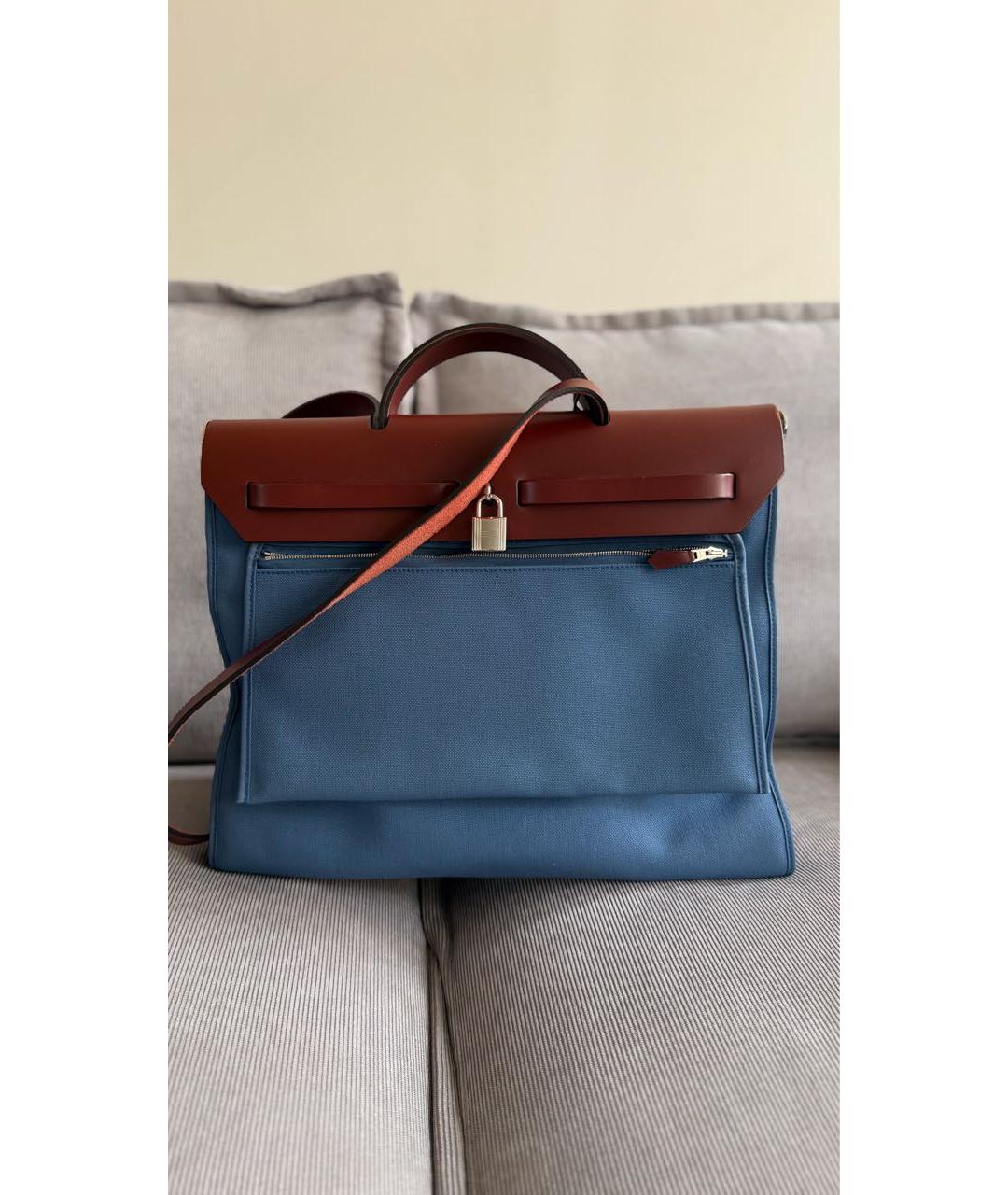 HERMES Синяя тканевая сумка через плечо, фото 3