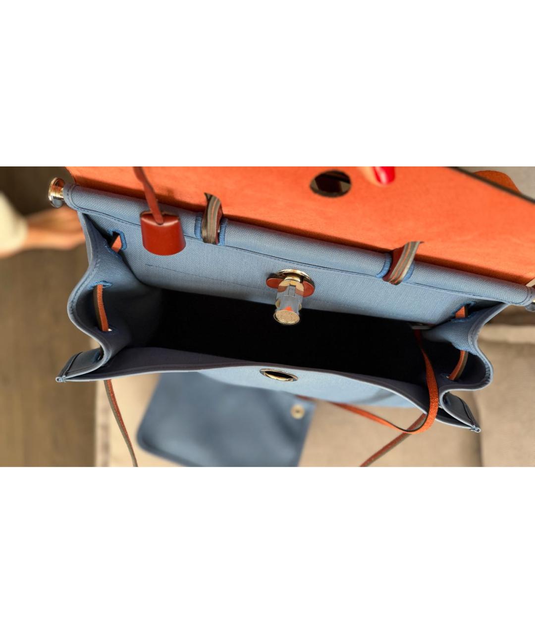 HERMES Синяя тканевая сумка через плечо, фото 4