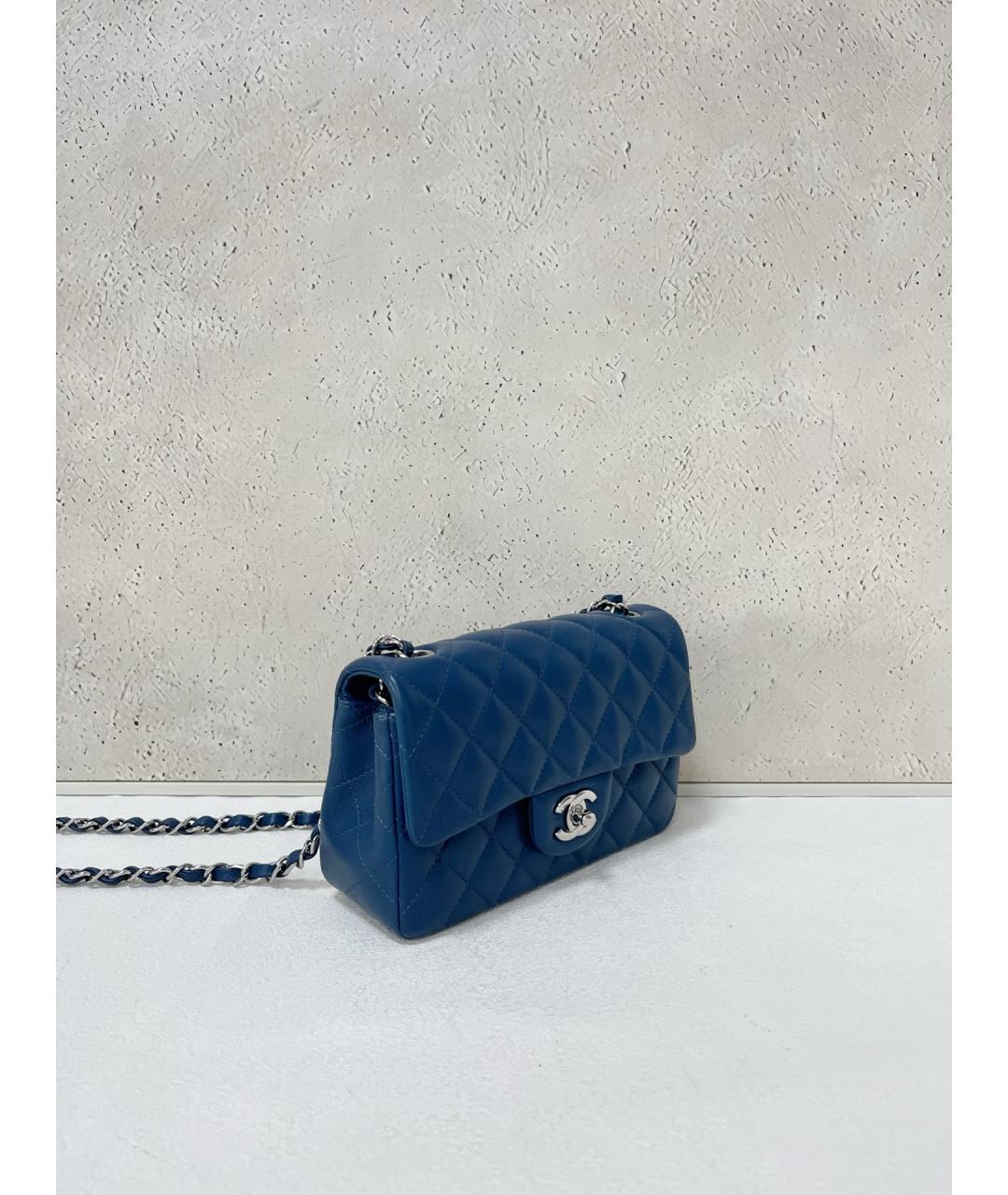 CHANEL Синяя кожаная сумка через плечо, фото 3