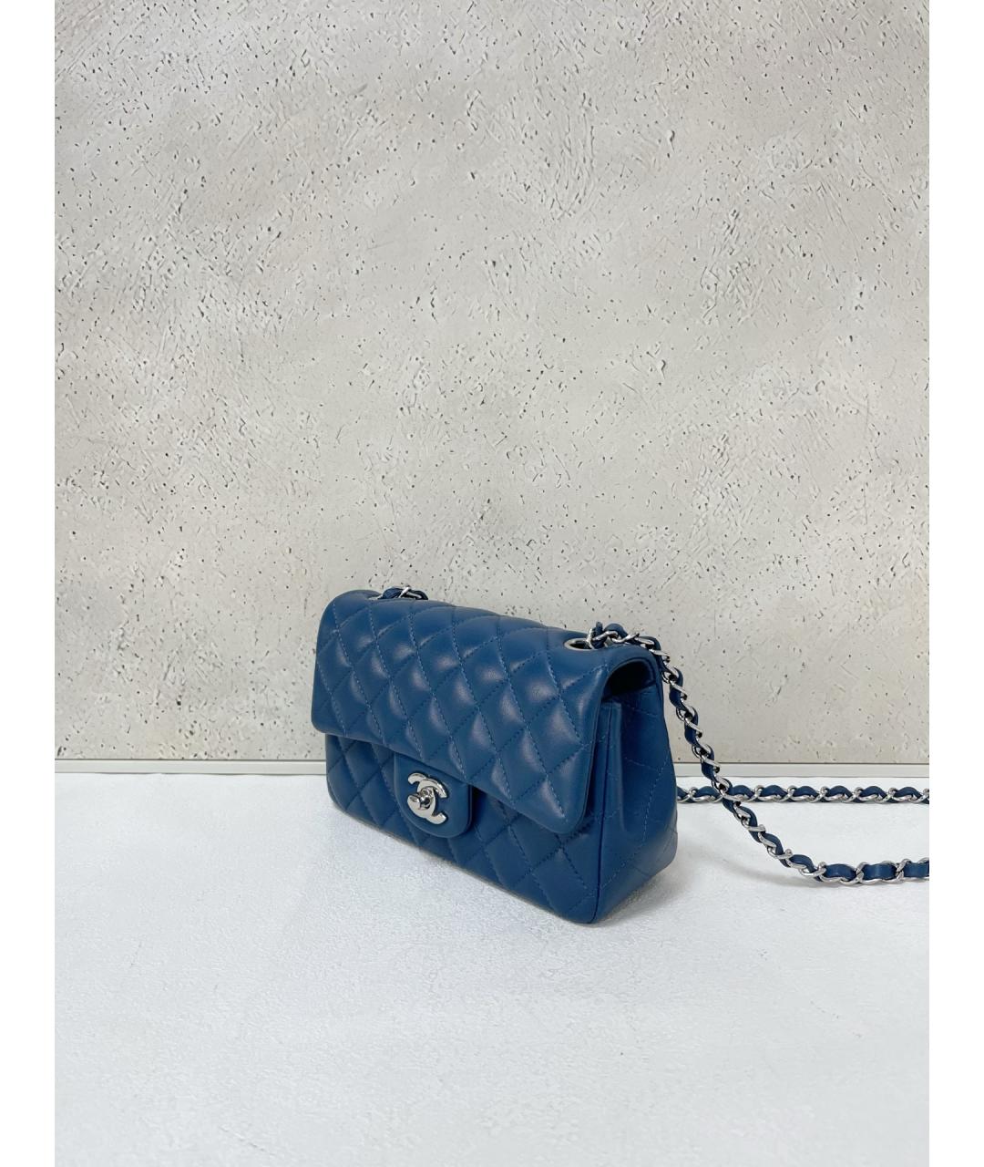 CHANEL Синяя кожаная сумка через плечо, фото 4