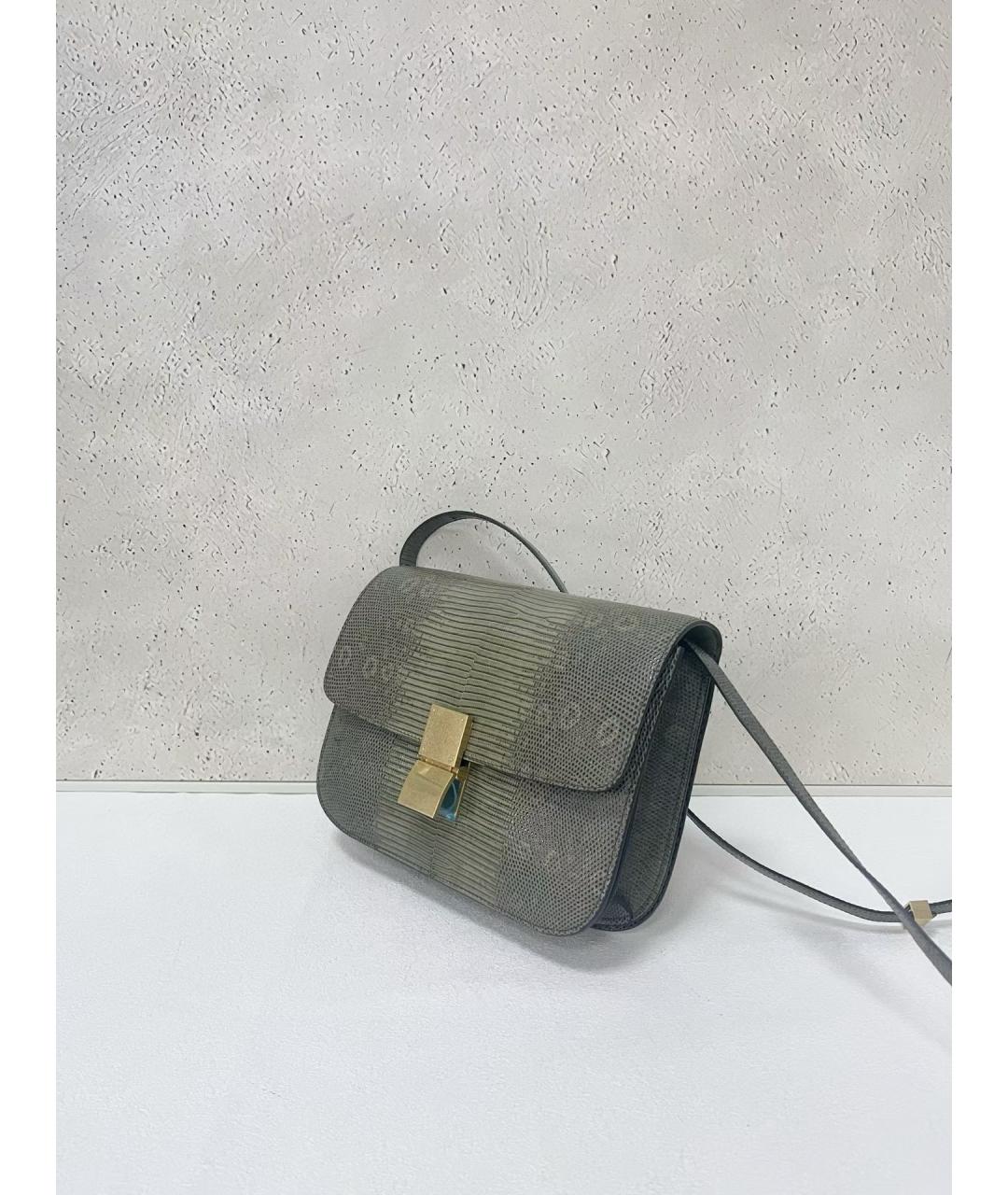 CELINE Серая сумка через плечо из экзотической кожи, фото 3