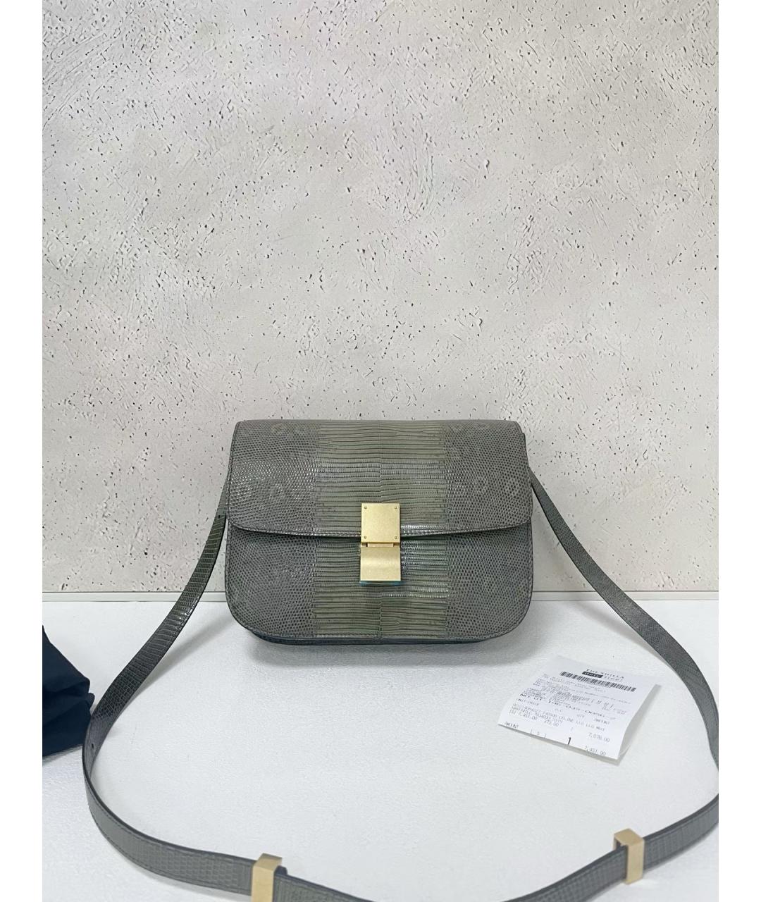 CELINE Серая сумка через плечо из экзотической кожи, фото 7