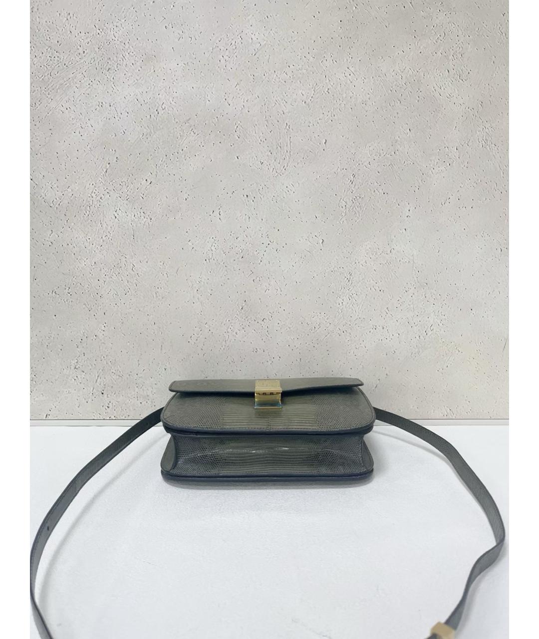 CELINE Серая сумка через плечо из экзотической кожи, фото 5