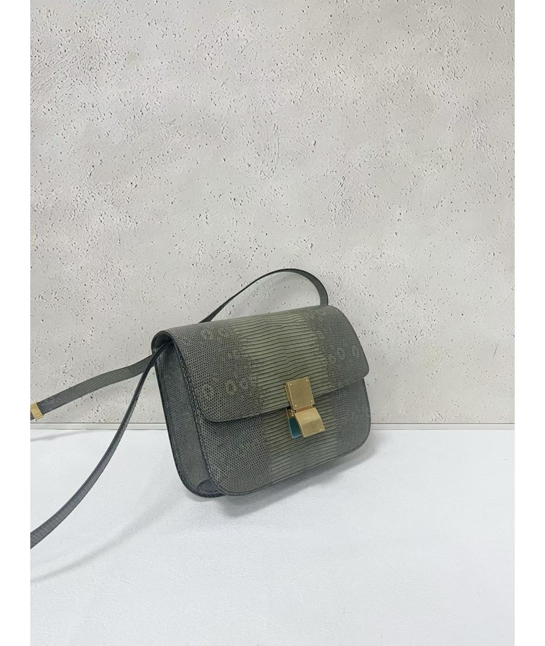 CELINE Серая сумка через плечо из экзотической кожи, фото 4