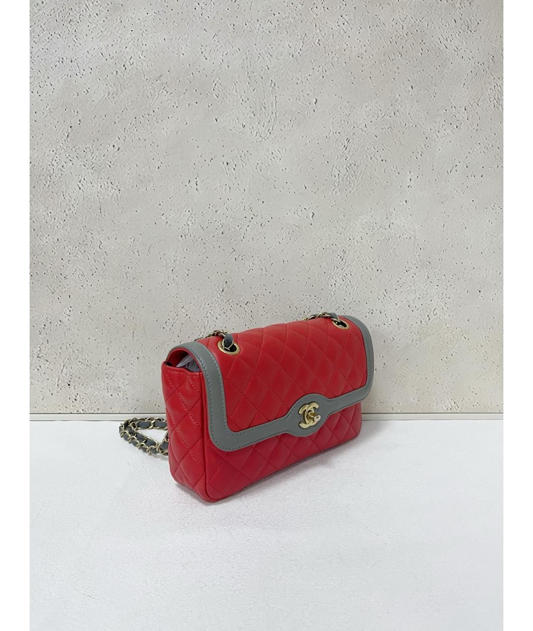 CHANEL Красная кожаная сумка через плечо, фото 4