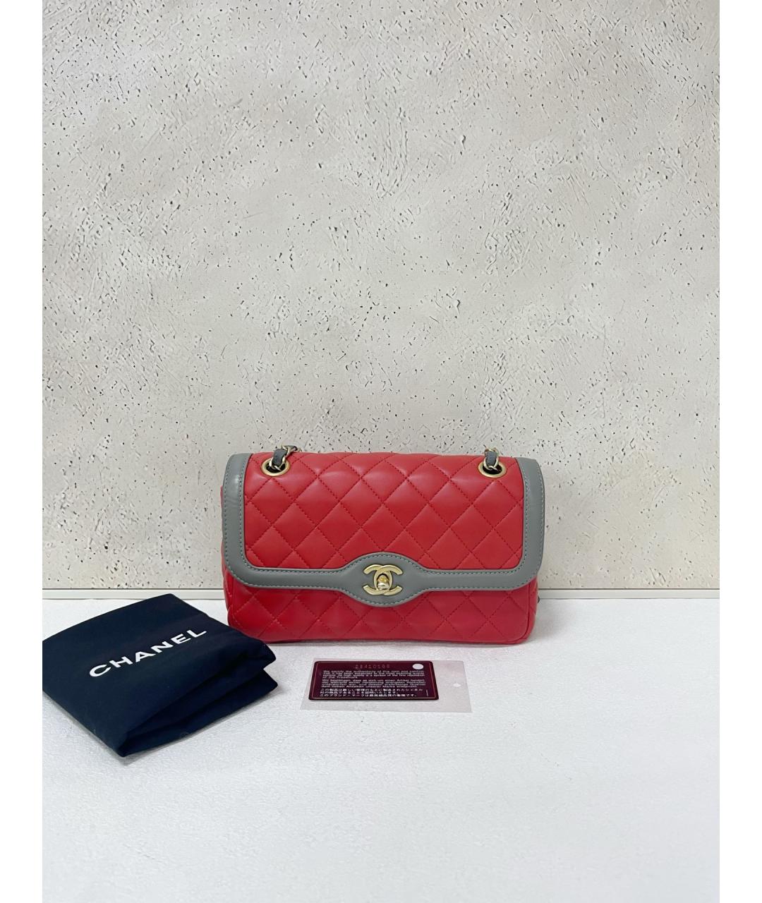 CHANEL Красная кожаная сумка через плечо, фото 7