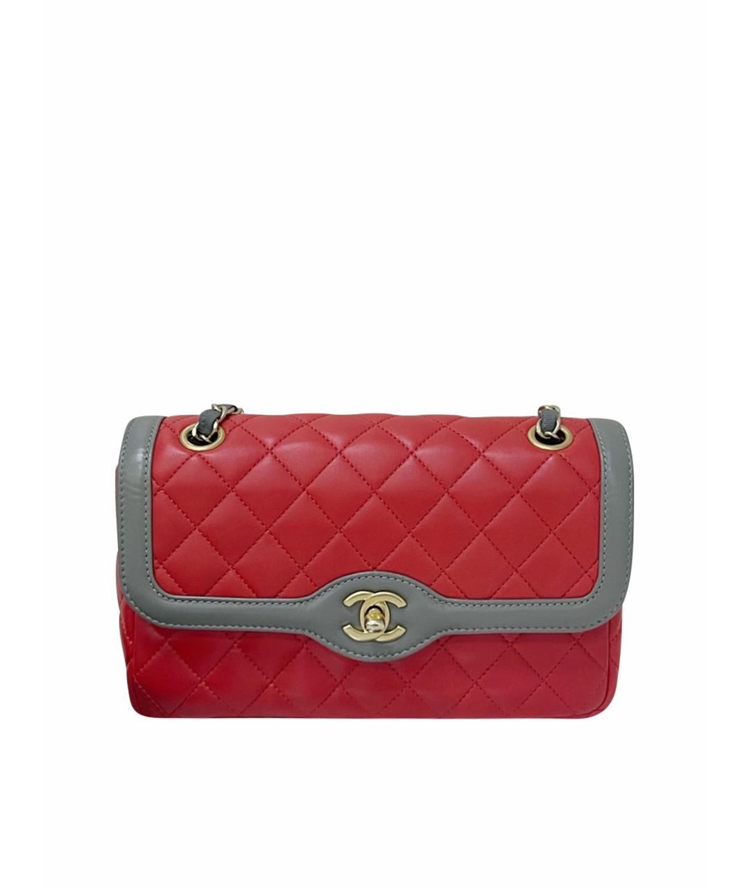 CHANEL Красная кожаная сумка через плечо, фото 1