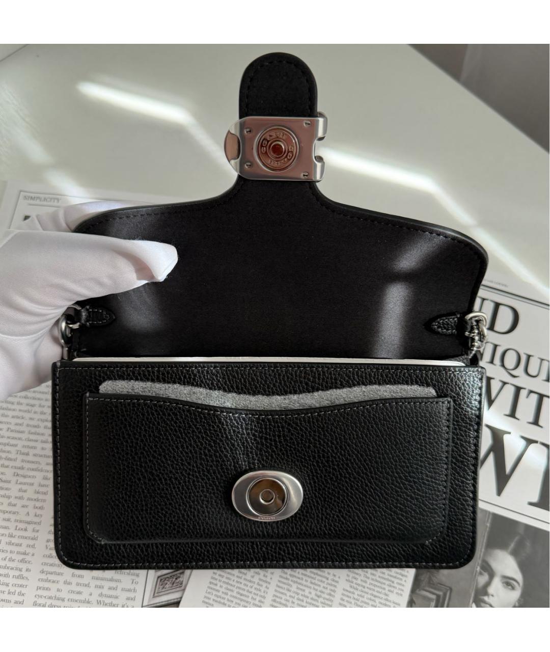 COACH Черная кожаная сумка через плечо, фото 4