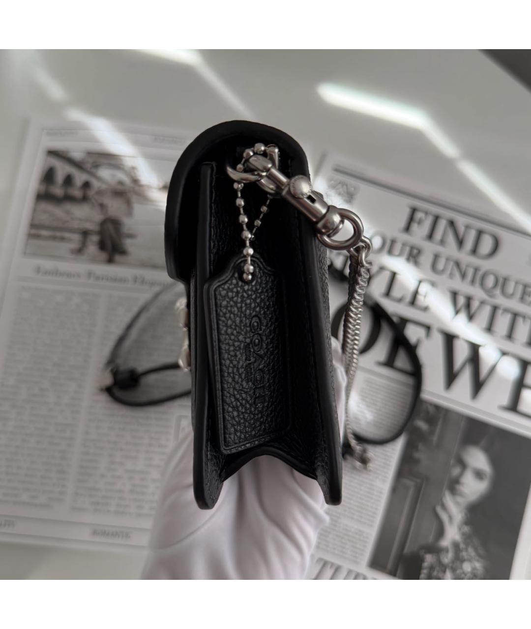 COACH Черная кожаная сумка через плечо, фото 7