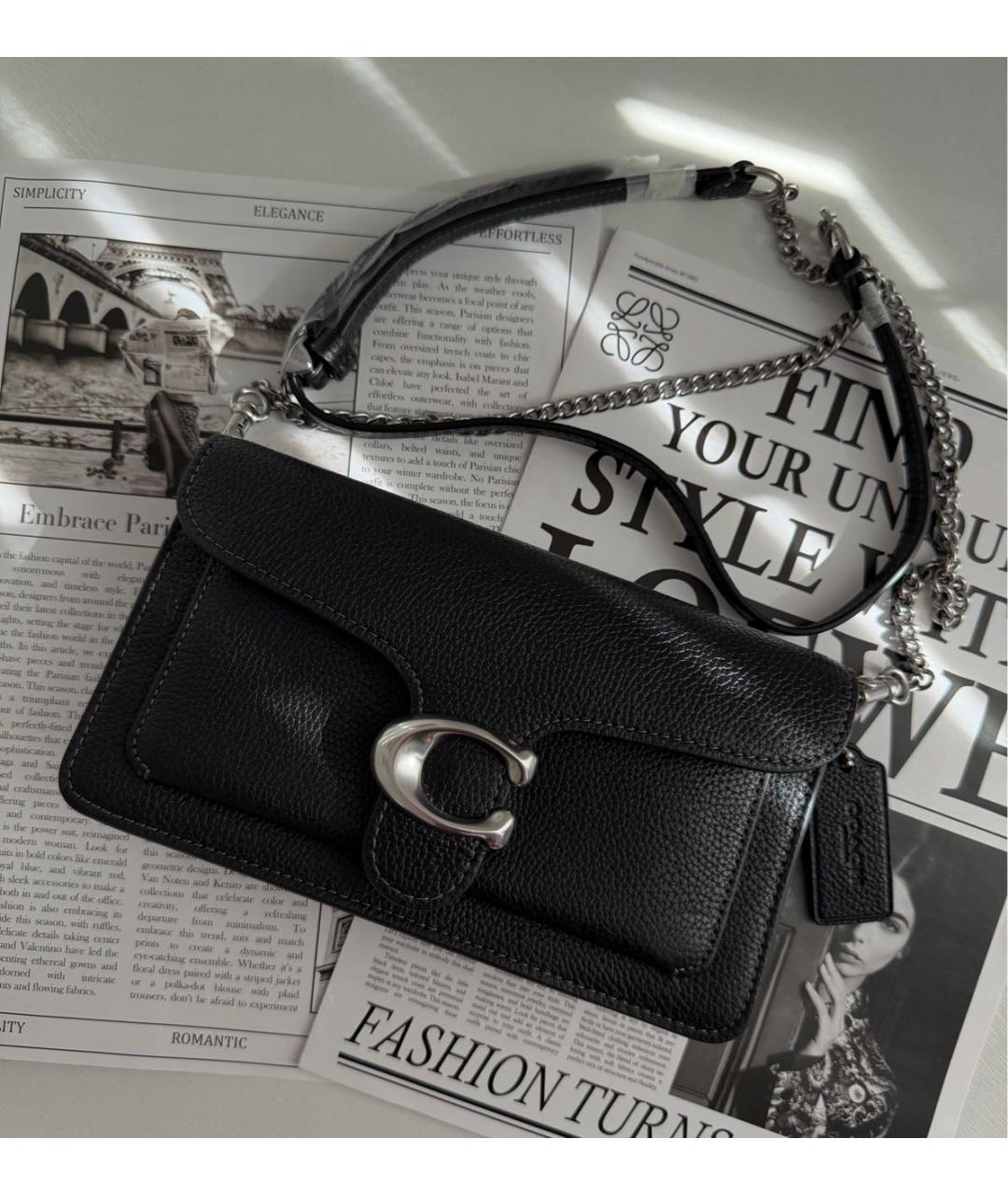 COACH Черная кожаная сумка через плечо, фото 2