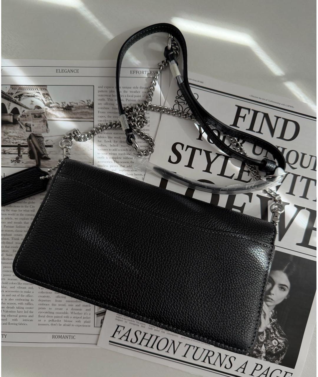 COACH Черная кожаная сумка через плечо, фото 3