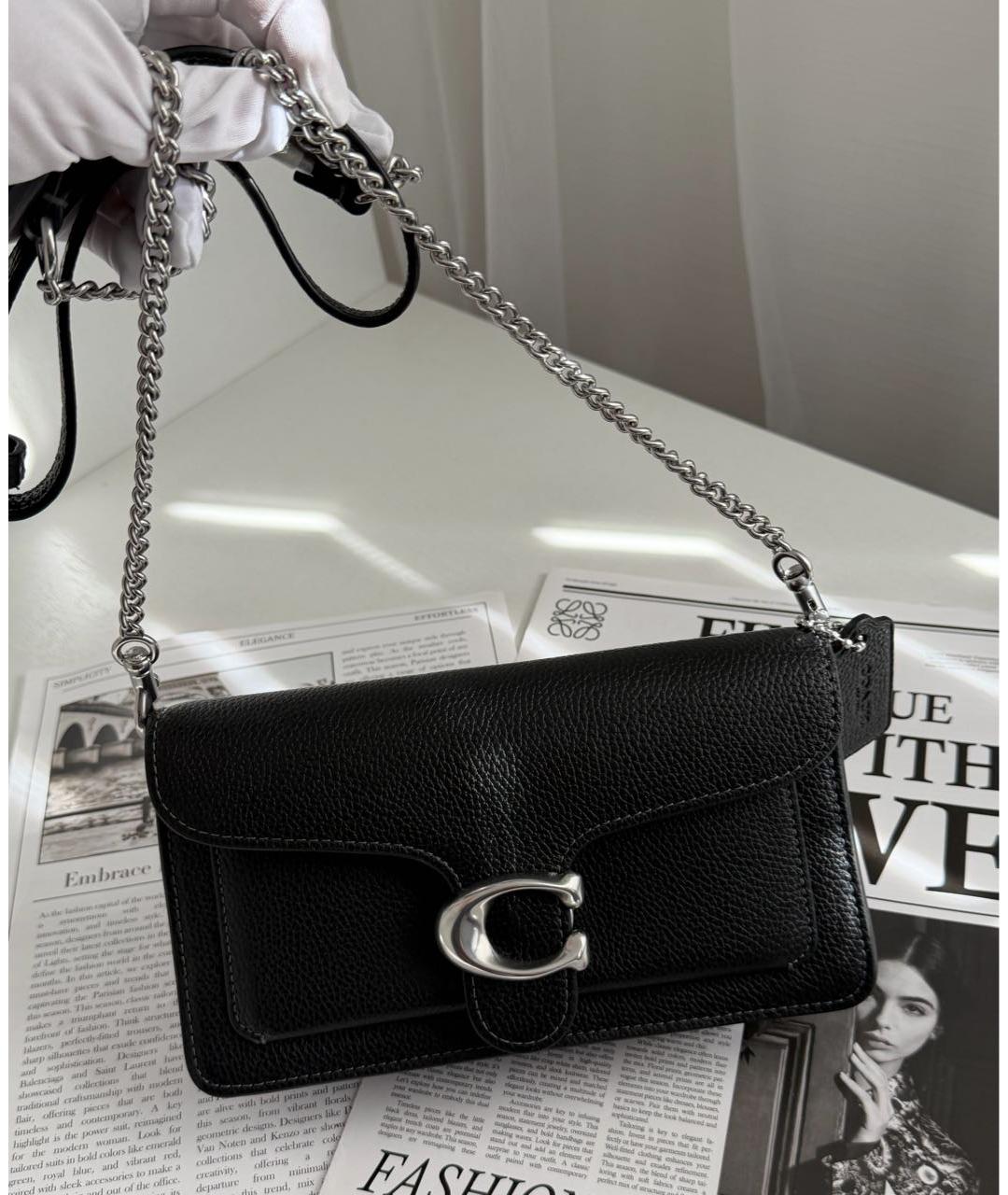 COACH Черная кожаная сумка через плечо, фото 8