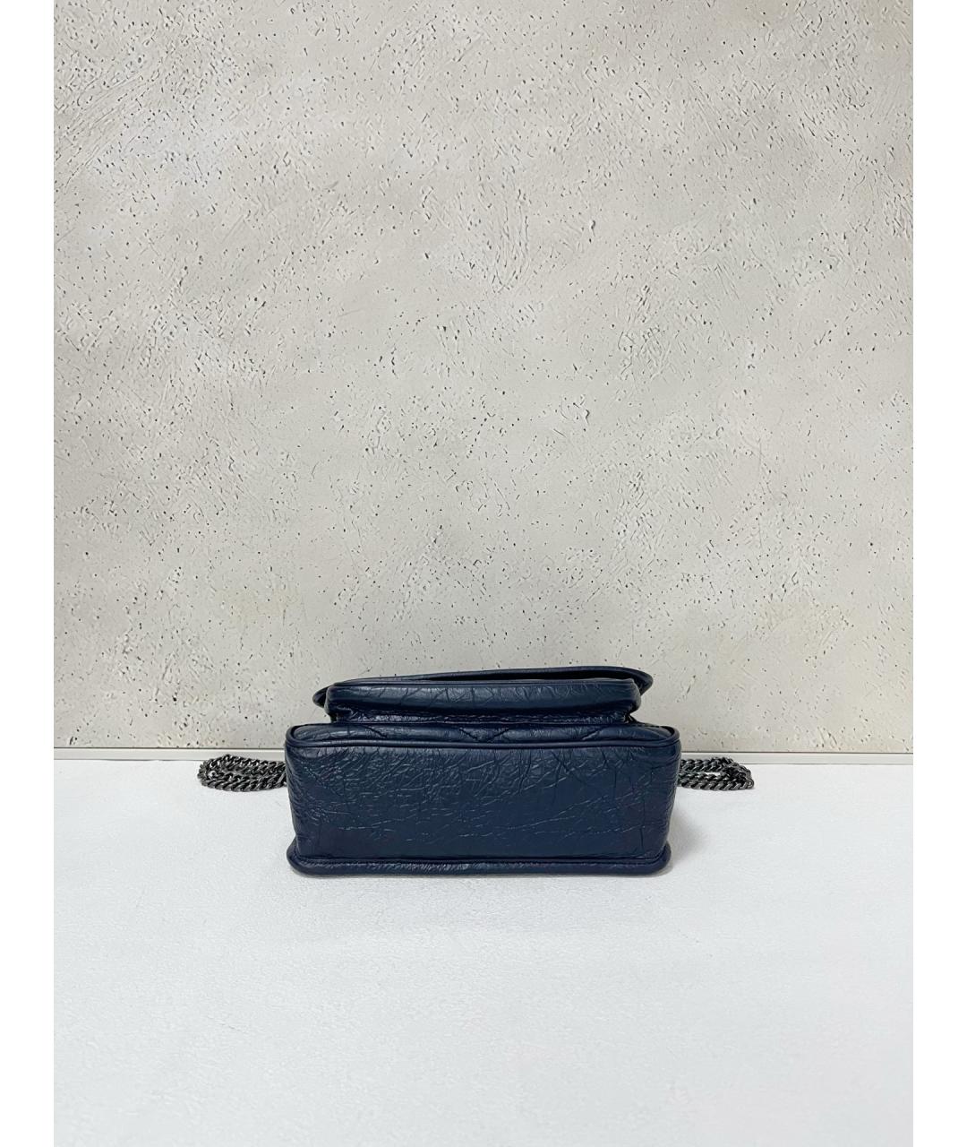 SAINT LAURENT Темно-синяя кожаная сумка через плечо, фото 5