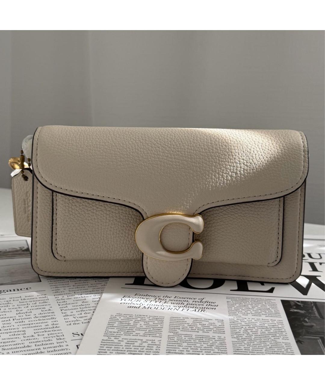 COACH Бежевая кожаная сумка через плечо, фото 7