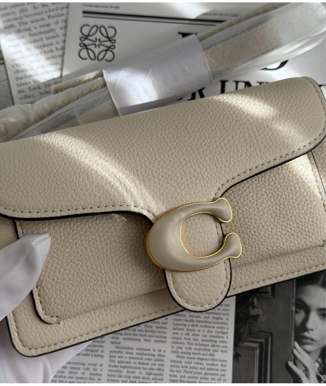 COACH Бежевая кожаная сумка через плечо, фото 8