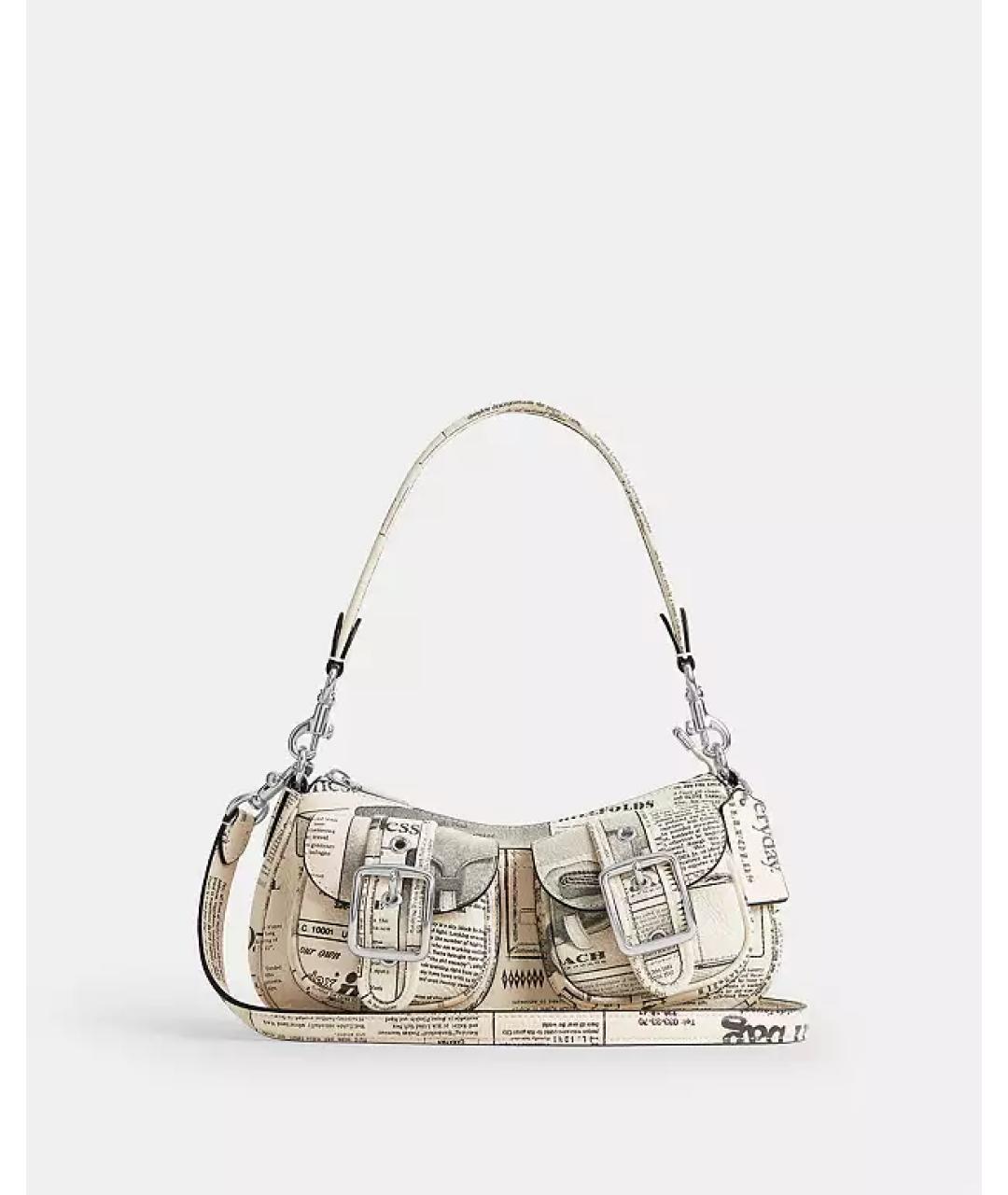 COACH Бежевая кожаная сумка через плечо, фото 10