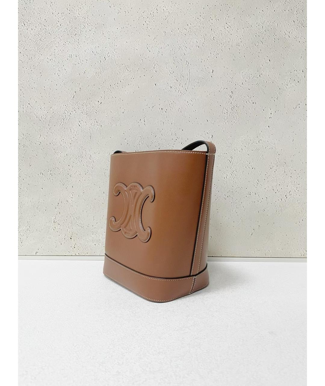 CELINE Коричневая кожаная сумка через плечо, фото 4