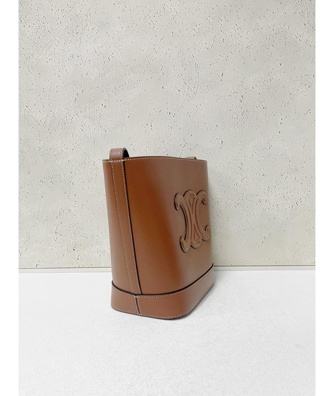 CELINE Коричневая кожаная сумка через плечо, фото 3