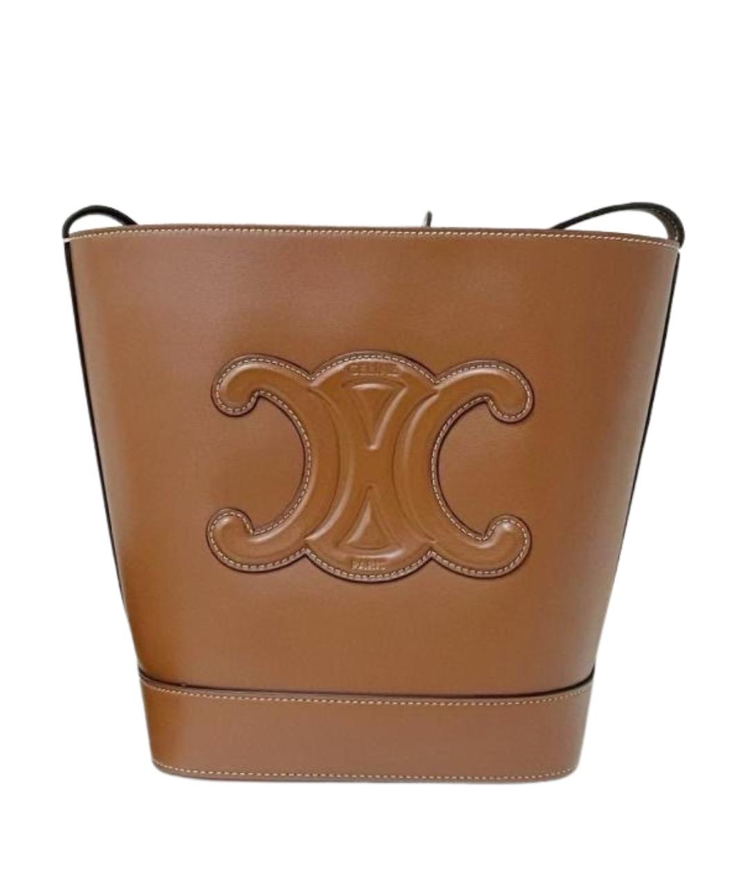 CELINE Коричневая кожаная сумка через плечо, фото 1