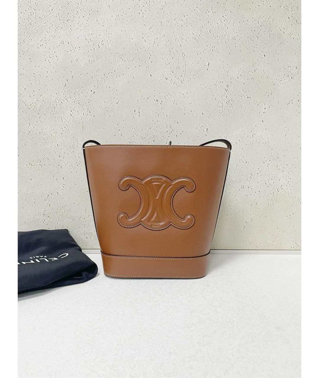 CELINE Коричневая кожаная сумка через плечо, фото 7