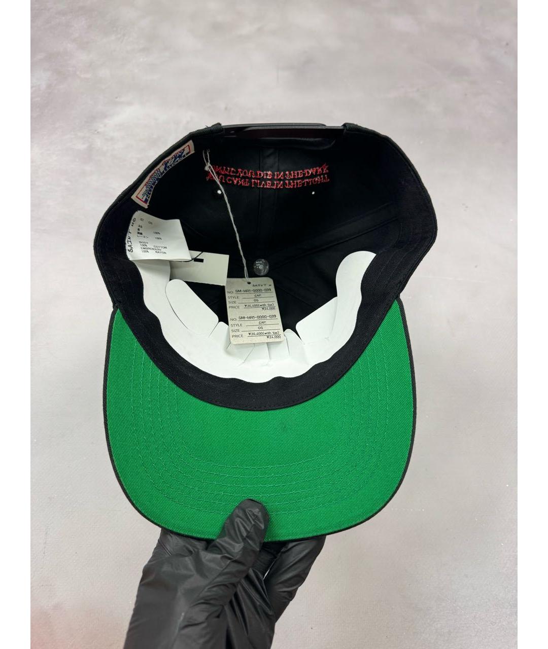 Saint Michael Черная хлопковая кепка/бейсболка, фото 7