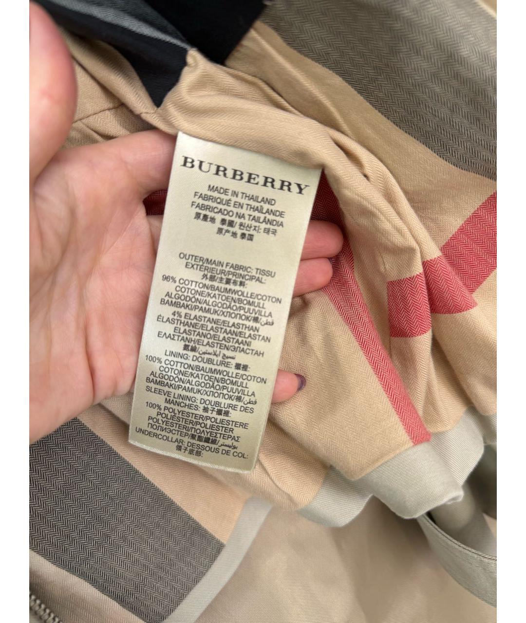 BURBERRY Бежевый хлопковый тренч/плащ, фото 8
