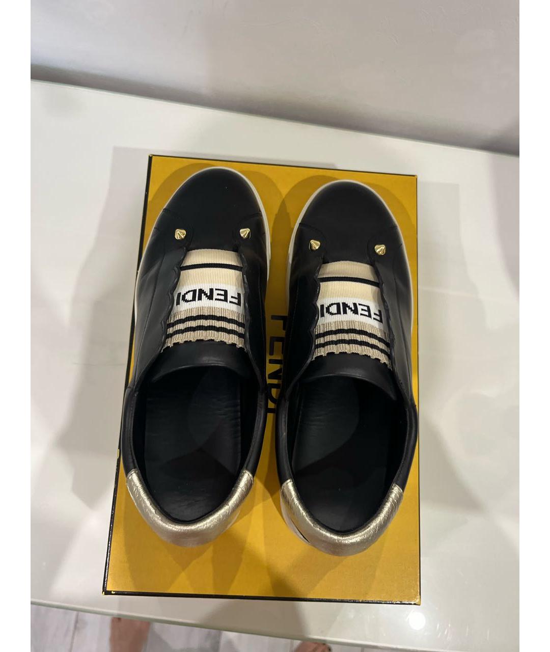 FENDI Черные кожаные мокасины, фото 3