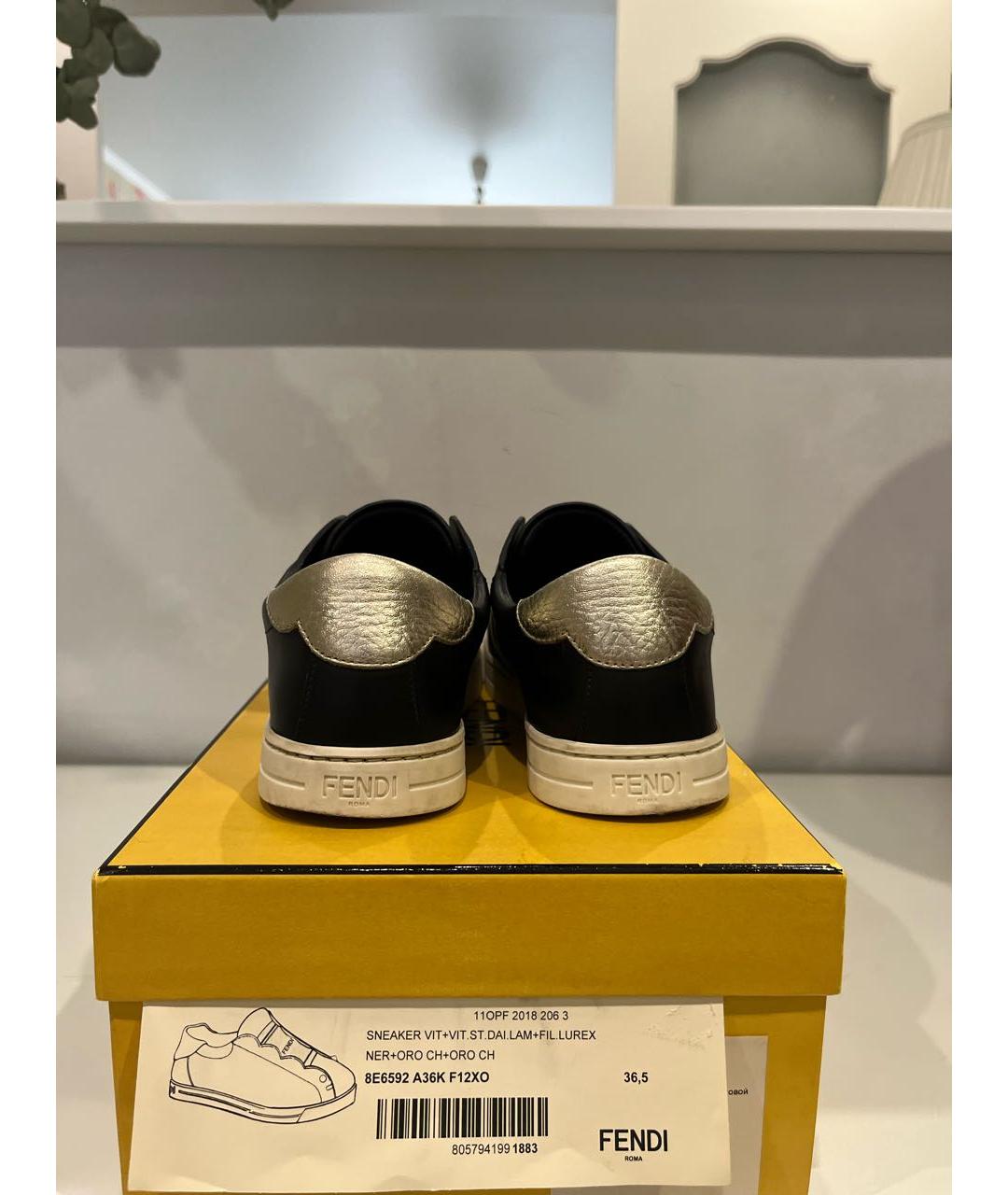 FENDI Черные кожаные мокасины, фото 4