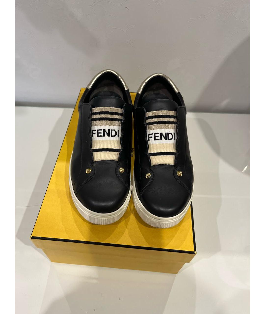 FENDI Черные кожаные мокасины, фото 2